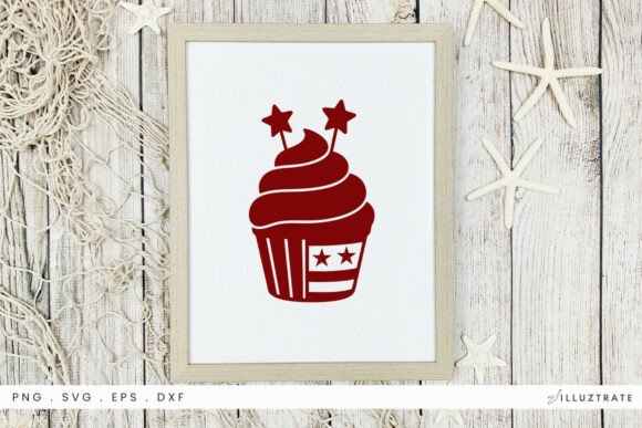 4th July Cupcake SVG Clipart for Crafts & Graphics
