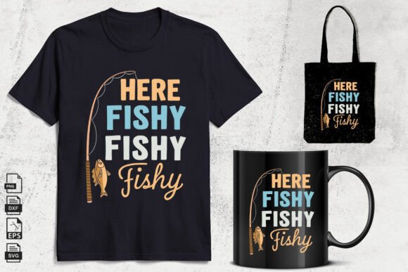 Here Fishy Fishy Fishy SVG: Graphics for Crafts & Fishing Brands