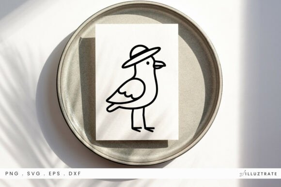 Seagull in Hat SVG Clipart: Graphics for Crafts & Local Branding